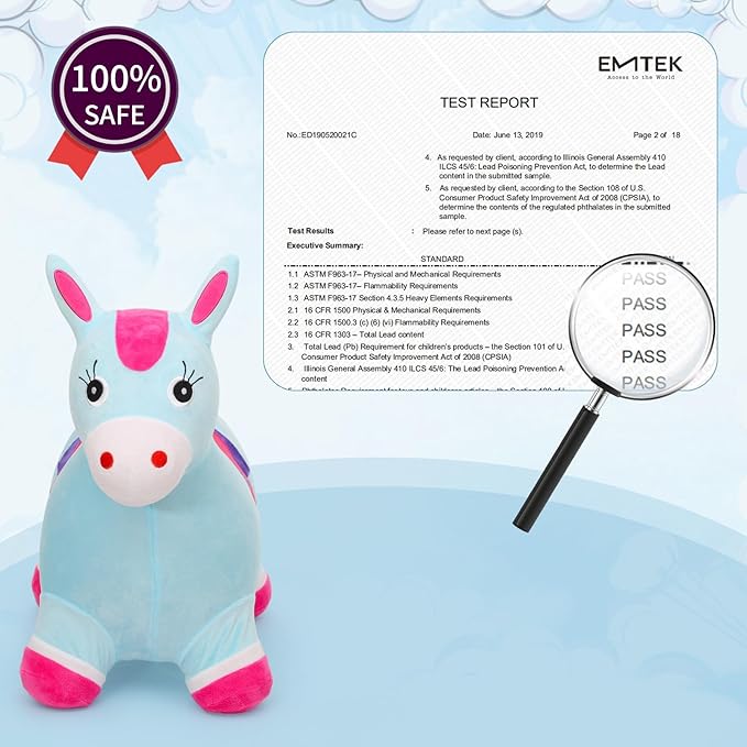 INPANY Bouncy Horse Hopper - Plush Hopping Toy, Inflatable Jumping Horse
