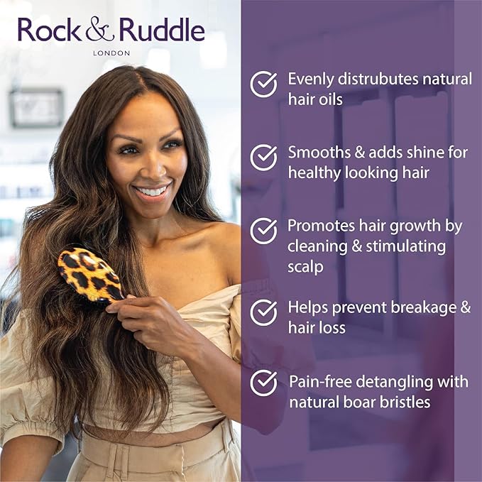 Rock & Ruddle Soft White Natural Boar Bristle Hairbrush for Babies and Young Children | Perfect for Fine Hair Detangling and Smoothing - Rose Gold