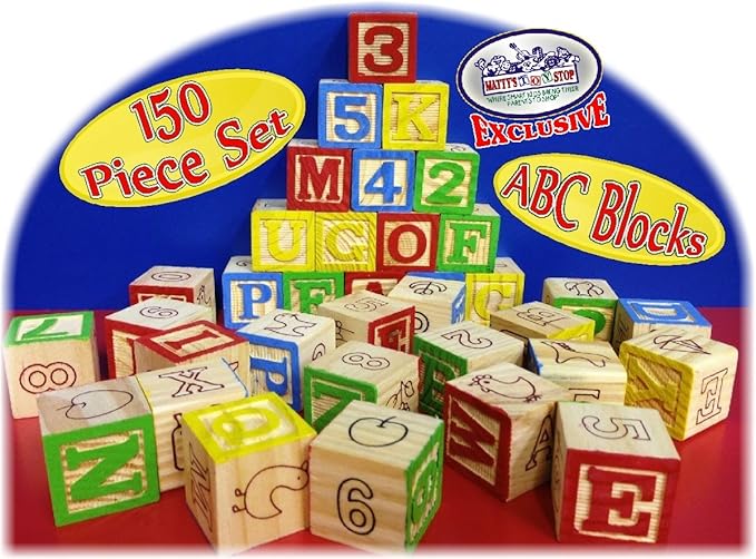 Matty's Toy Stop 150 Piece ABC Stack N' Build Wood