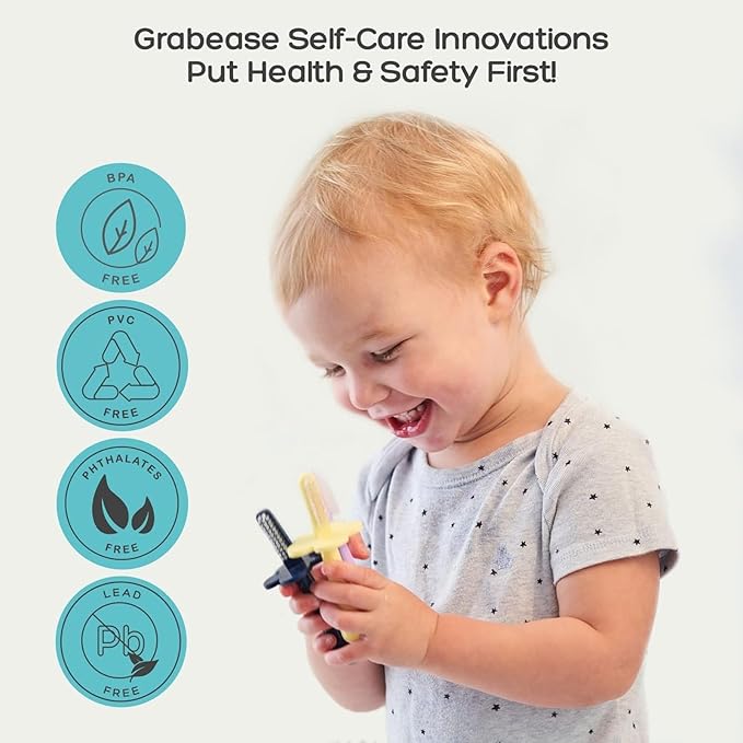grabease Baby Toothbrush Finger, Infant Toothbrush, Toddler Toothbrush, Baby Finger Toothbrush, BPA-Free & Phthalate-Free, 1 Pack, Teal