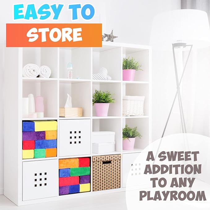 The Original Premium Plush Building Block for Kids - Certified Safe Foam Blocks in Luxuriously Soft Fabric Covers 24 (Classic