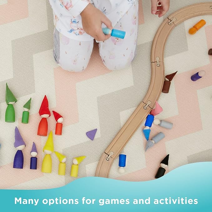Ulanik Peg Dolls with Hats Toddler Montessori Toys for 3 Year Old + Kids Wooden Waldorf Dolls for Learning Color Sorting and Counting β 12 Gnomes, 2.36 in