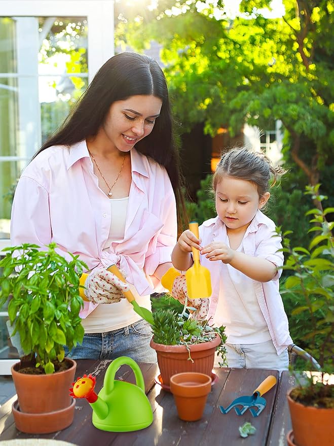 Biubee Toddler Gardening Tools Set - Kids Watering Can Toy, Child Gardening Set with Shovel Hand Rake