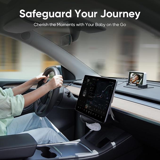 bonoch 5" 1440P Baby Car Camera - 360 Degree Rotating Wide View Backseat Mirror, USB Powered with Charger, Easy Setup Baby Rear Facing Car Seat Camera, Night Vision