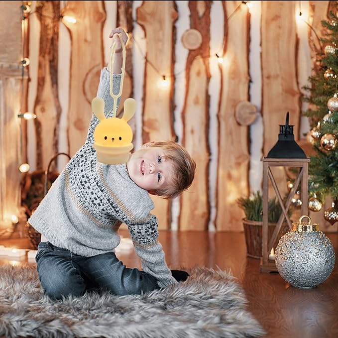 Night Light for Baby Cribs - Portable Rechargeable Led Light Up Toddler Bed Room Hanging Nightlight With Timing & Dimming Function 9 Colors Changing Eye Caring Travel Essentials Soft Silicone BPA Free