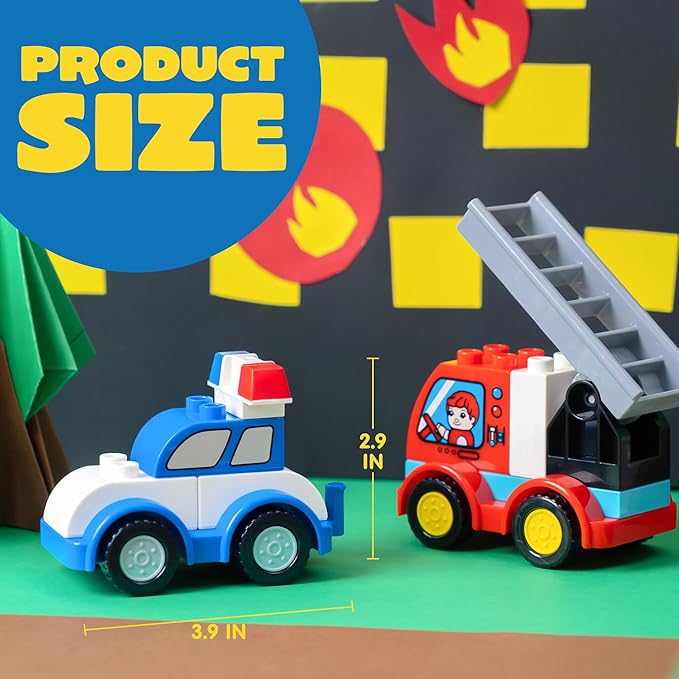 JOYIN 80Pcs Toddlers Car Building Blocks Set, 12Pcs Different Vehicles