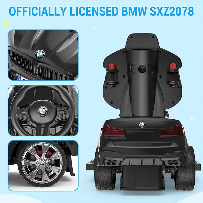 Hetoy Push Cars for Toddlers 1-3 Boys Girls,4-in-1 Ride On Cars Licensed BMW with Horn, Music
