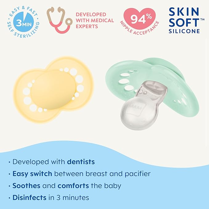 MAM Original Matte Pacifier (1 Sterilizing Pacifier Case), 6 Plus Months 6-16 Months 2)