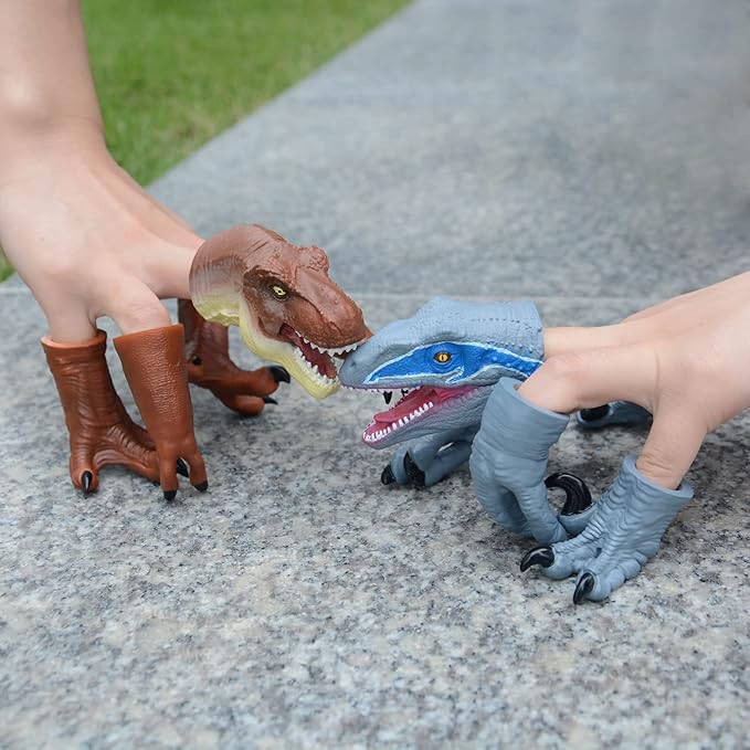 HugOutdoor New T-Rex & Velociraptor Dinosaur Finger Puppet Toy Cosplay