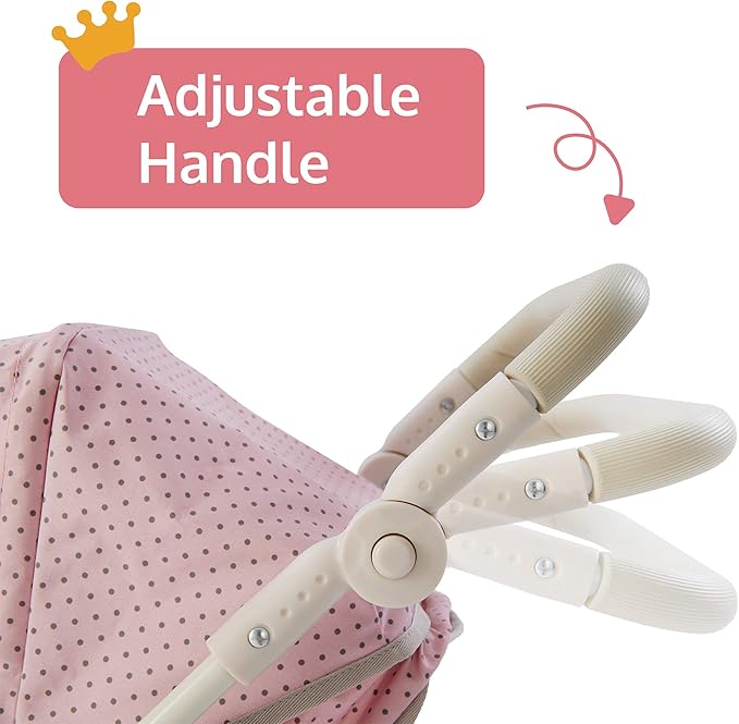 Olivia's Little World 2-in-1 Convertible Baby Doll Stroller with Retractable Canopy, All-Terrain Wheels