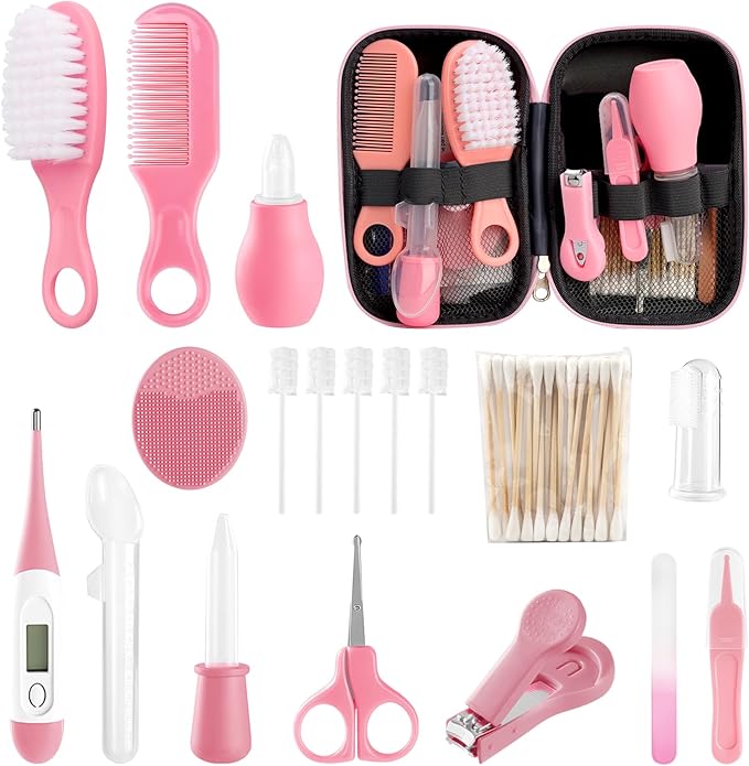 Baby Healthcare and Grooming Kit for Boys Girls Safety Newborn Nursery Essentials Health Care Set Gift for First-time Parents Nasal Aspirator