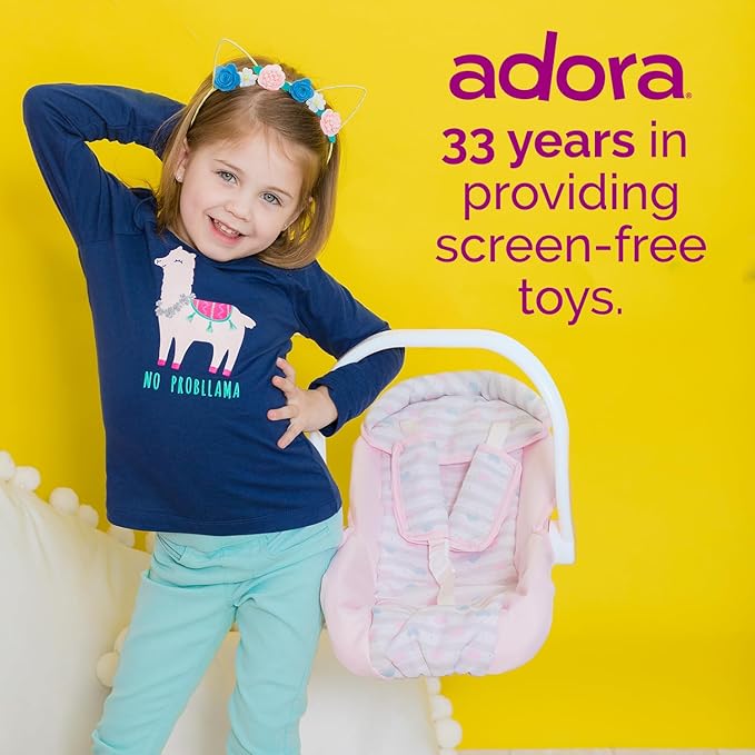 Adora Creative Pastel Pink Doll Car Seat Carrier -Removable Cover, Machine Washable 20 for 2 and