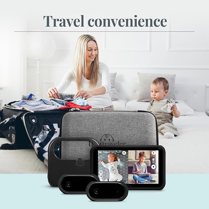Tiny Traveler Baby Car Camera for 2 Kids, Touch Screen Baby Car Monitor with Power Bank, No WiFi Baby Camera for Car Home Travel, Rear-Facing Car Seat Monitor Night Vision Baby Reminder Alert - Black