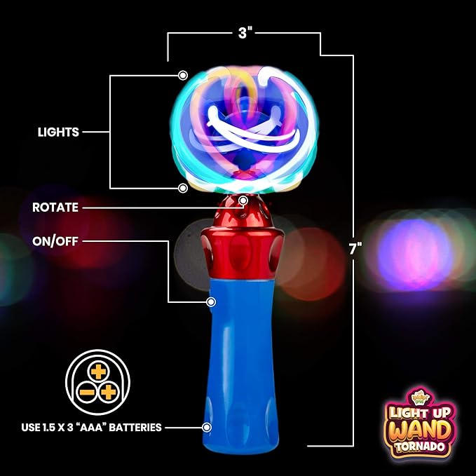 IPIDIPI TOYS Spinning Light Up Wand for Kids - Light Up Spinner Toy, Spinning Globe Toy 4th of