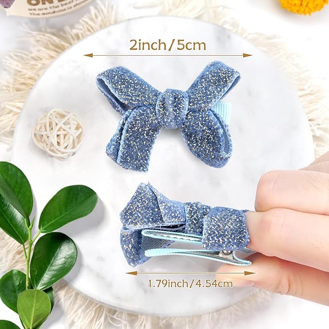 Baby Hair Clips,10Pcs 2" Fully Lined Hair Bow Clips for Babies