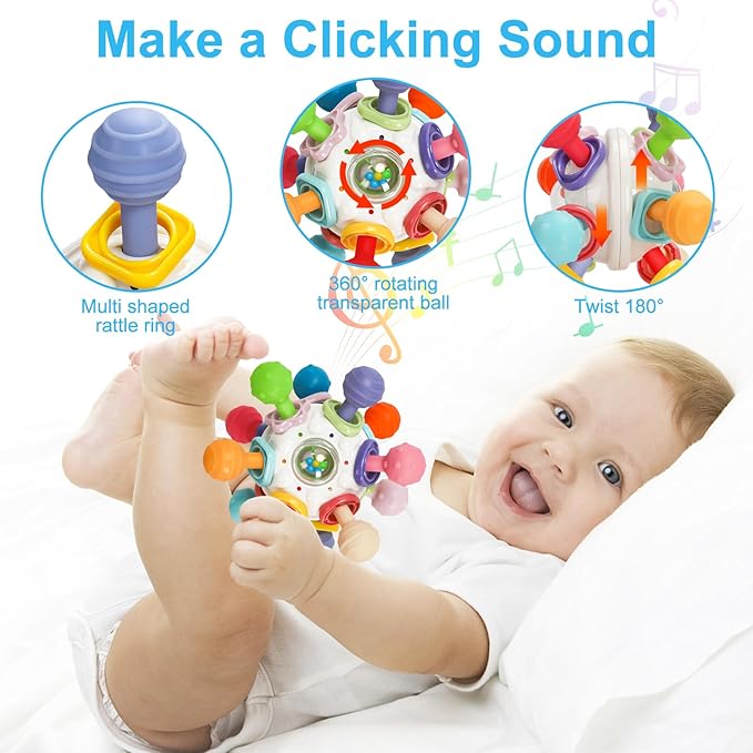 TOHIBEE Baby Montessori Sensory Toys for 0-6 6-12 Months, Food Grade Teething Toys for Babies 0 3 6 9 12 18 Months 1 2