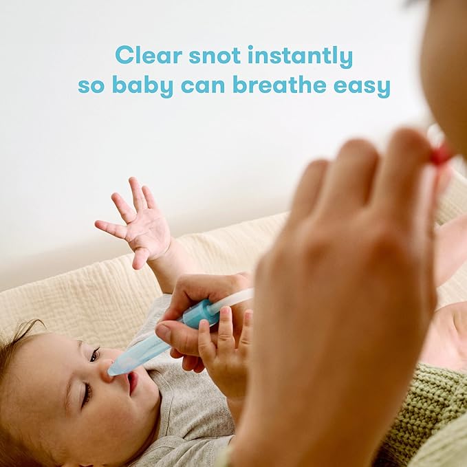 Frida Baby Nasal Aspirator, NoseFrida Baby Nose Sucker with 10 Extra Filters + All-Natural Saline Nasal Spray for Babies 0.68 fl