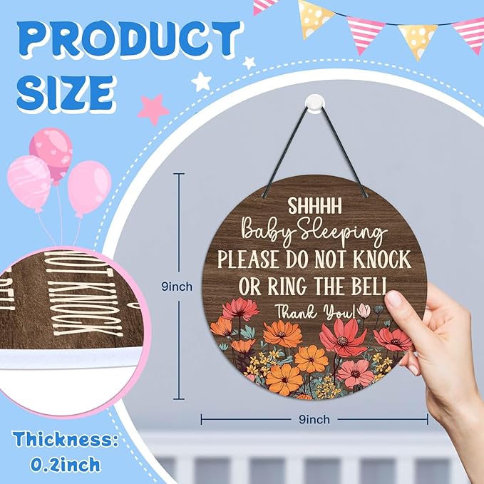 Putuo Decor Shh Baby Sleeping Door Sign for Front Door