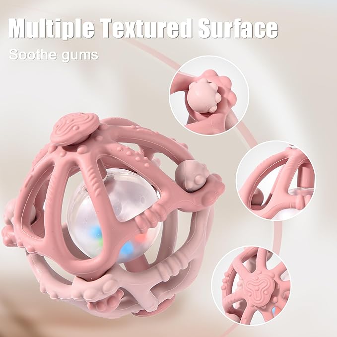 Stereo Rattle Teether, Sensory Teething Toys for Baby