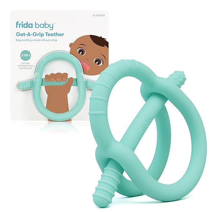 Frida Baby Get-A-Grip BabyTeether for Teething Relief | 100% Food-Grade Silicone Teething Toys for Baby 0-6, 12 18 Months