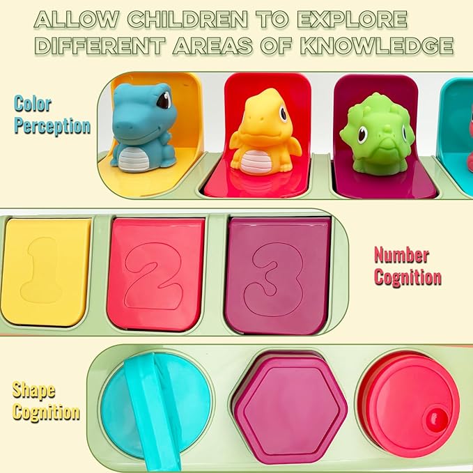 Interactive Dinosaur Pop Up Toy for Babies and Toddlers,Early Learning and Brain Development Educational Plaything 18 Months+