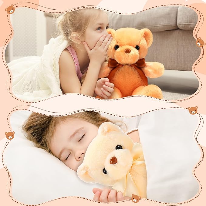 HyDren 6 Pcs Bears Bulk Stuffed Animal Small Bears Baby Shower Bears Plush Toys Employee Appreciation Easter Graduation Gifts(Dark Brown, Brown