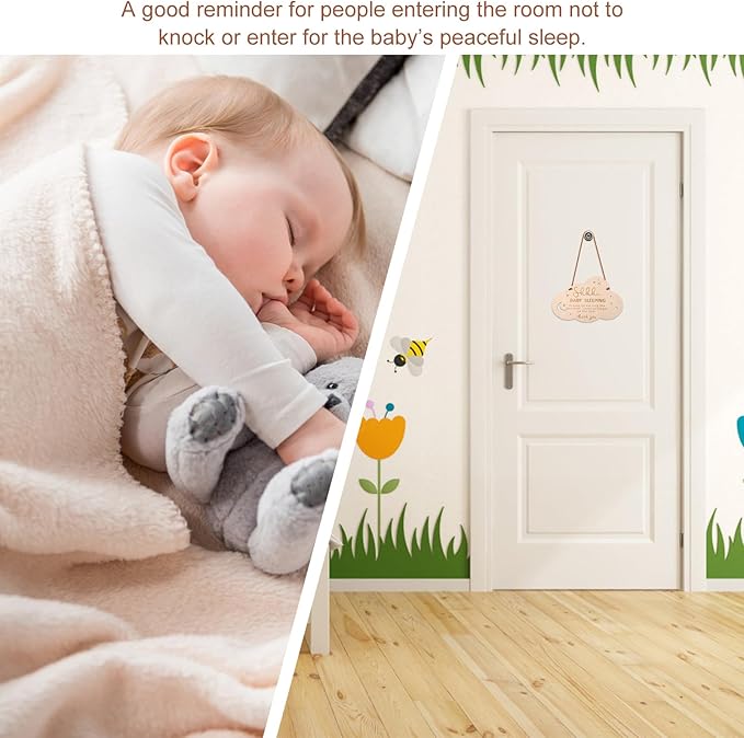 Baby Sleeping Sign for Door, 8.66x5.51in Shh Sleeping Baby Door