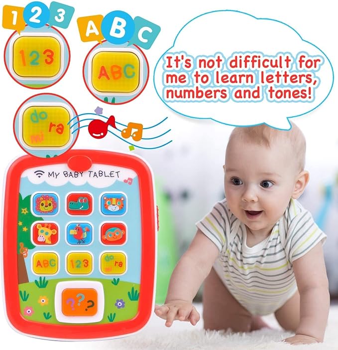 Infant Toys Baby Tablet Toys, Baby Toys 12-18 Months Musical Toys for Toddlers 1-3 1 2 3 Year