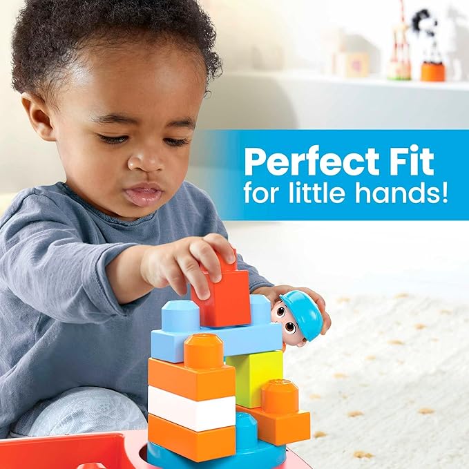 Mega BLOKS First Builders Toddler Building Toy Set, Block Spinning Wagon with 20 Pieces and Storage 1 Figure, 1+ Years