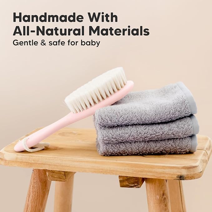 KeaBabies Hair Brush - Soft Goat Bristles Baby Brush, Cradle Cap Brush