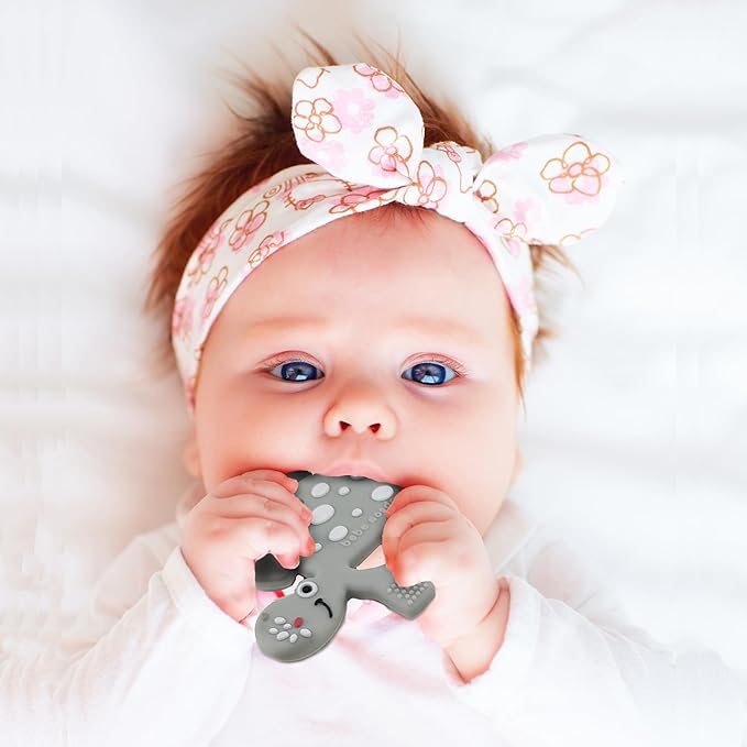 Dinosaur Teething Toys Teethers with Pacifier Clip for Infant Baby Newborn Babies 3-6-12 Months BPA Free 6 to 12 Months & Up- Baby Teether, Baby Gift