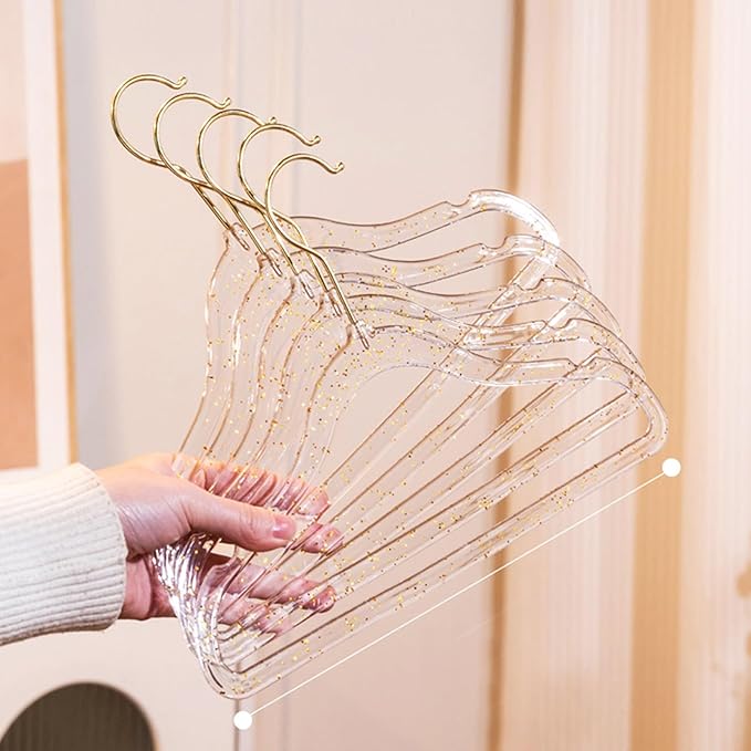 Baby Glitter Hanger 20 Pack,13.97" Kids Toddler Hangers for Closet,Gold Sparkling Plastic Baby Clothes Hangers,Girl Toddler Hangers, Non-Slip Space Saving Kid Hangers for Dress Up