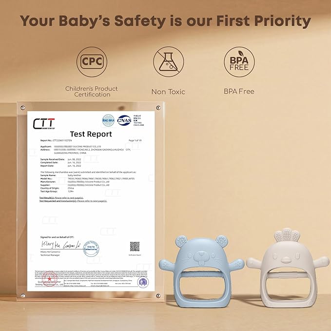 2 Packs Baby Teething Toys Silicone Teething Mittens for Infants 3 Months+, Never Drop & Easy to Hold Teethers