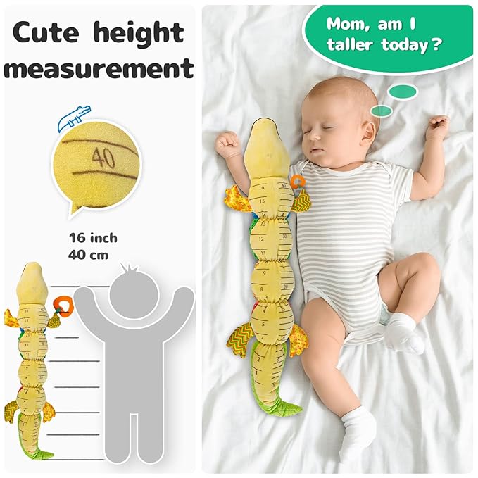 Infant Baby Musical Stuffed Animal Activity Soft Toys with Teether, Multi-Sensory Crinkle 0-3-6-12 Months