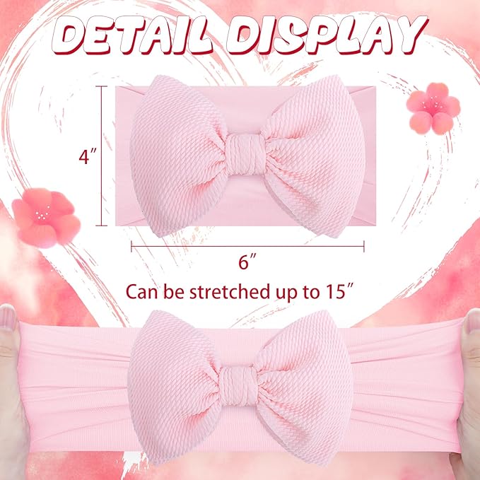 YanJie Baby Girl Headbands - Nylon Bow Hair Accessories for Newborn Infants, Toddlers (0-6 Months)