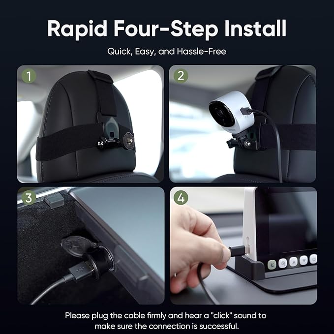 bonoch 5" 1440P Baby Car Camera - 360 Degree Rotating Wide View Backseat Mirror, USB Powered with Charger, Easy Setup Baby Rear Facing Car Seat Camera, Night Vision