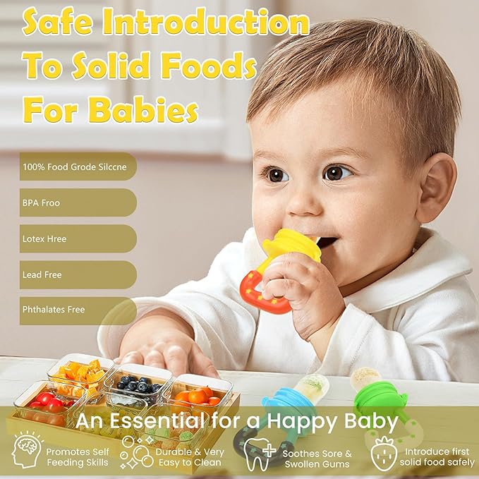WAJIAYON Baby Fruit Feeder/Food Feeder Pacifier (3 Pack)- Infant Teething Toys | Fruit Pacifier Feeder