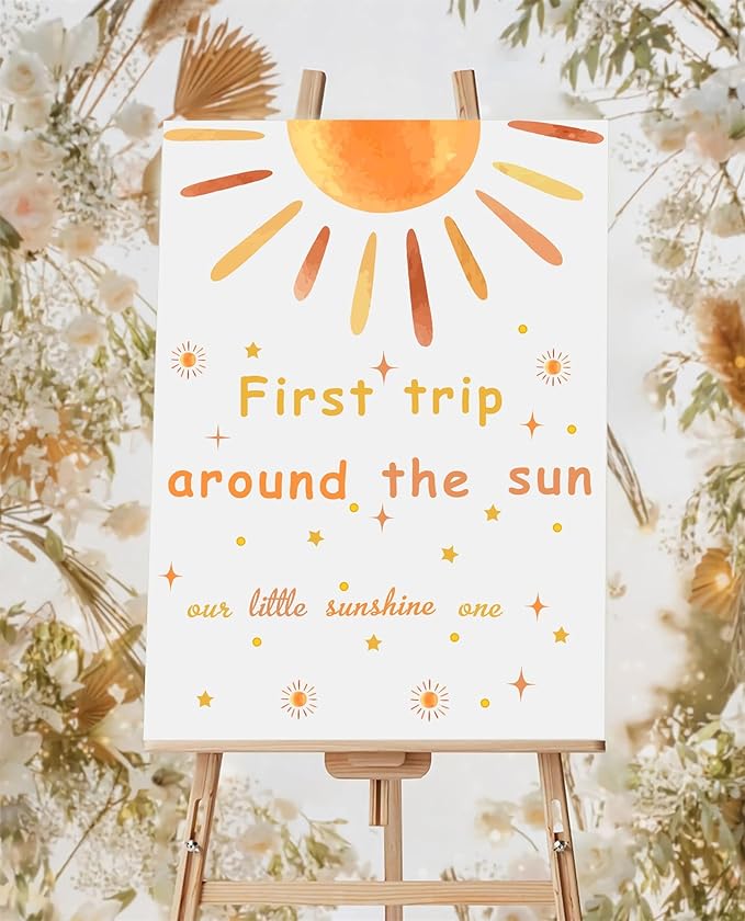 Baby Shower Backdrop Decals First Trip Around The Sun Balloon 1St Birthday