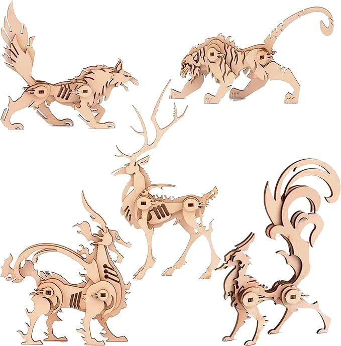 (5pcs) Animal Wood Puzzles Adult, 3D Wooden Puzzles Set