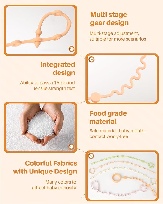 Toy Straps for Baby, 5pcs Adjustable Toy Holder for Stroller Accessories (5 Pack