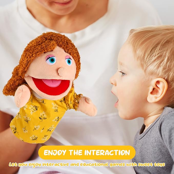 1 Pcs Family Hand Puppets 12 Inch Grandparents, Mom & Dad