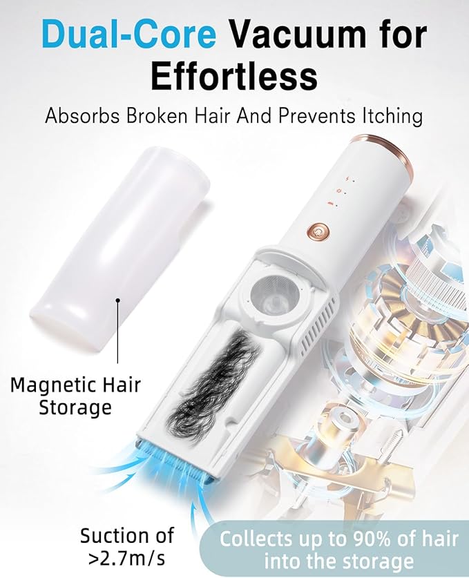 Baby Hair Clippers with Vacuum, Ultra Quiet Baby Hair Cutting Kit Silent Clippers Kids Clippers for Beginner,Waterproof Baby Grooming Kit for Newborns