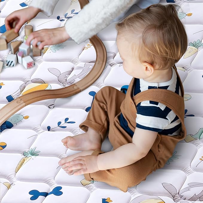 Premium Foam Baby Play Mat, 50x50 Inch Foldable and Machine Washable Crawling Mat