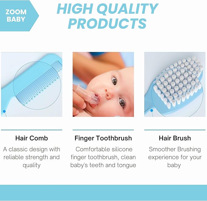 24 in 1 Baby Health Care and Grooming Kit - Newborn Essentials, Baby Must Haves for Boys & Girls, New Baby Gift Includes Electric Nail Trimmer Baby Nasal Aspirator (Blue)