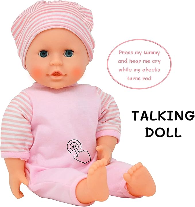Interactive Talking Baby Doll Doctor Set Toy Pack for Kids – 14” Doll with Lights, Sound Effects 3+