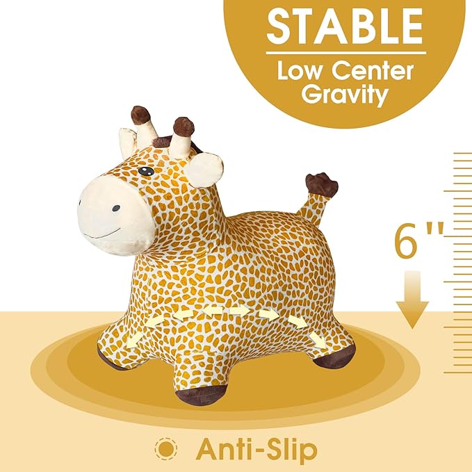 HotMax Giraffe Bouncy Horse Toy, Inflatable Plush Bouncing Horse for Toddlers 18 Months 2 3 4 Year