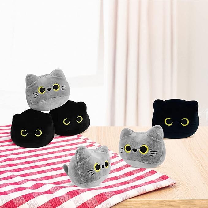 Cute Black Cat Plush Toy, Removable Stuffed Animal Plush Dolls (6pcs a