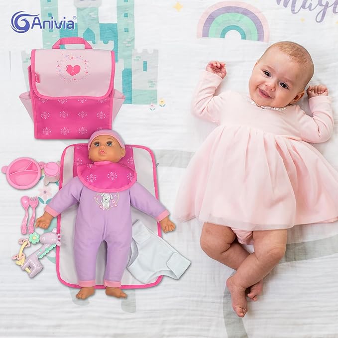 Anivia Doll Bed Furniture 2 Function Toy, Doll Bed and Doll Swings Together for 18 inches Baby Dolls (DY639 Pink)