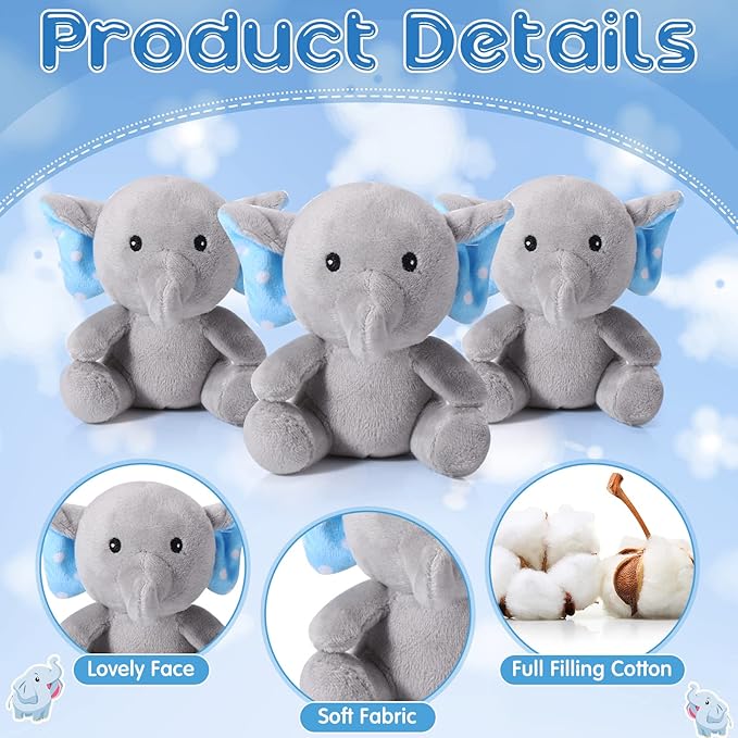 HyDren 8 Pcs Plush Mini Elephant Stuffed Animal Toys 4