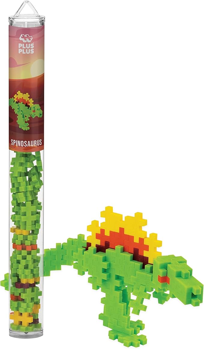PLUS PLUS Building Block Playset Kit, Themed Figures 3D Puzzle, Fun Stem Toys for Kids, 350 Mini Interlocking Pieces - 5 Tube Bundle, Dinosaur